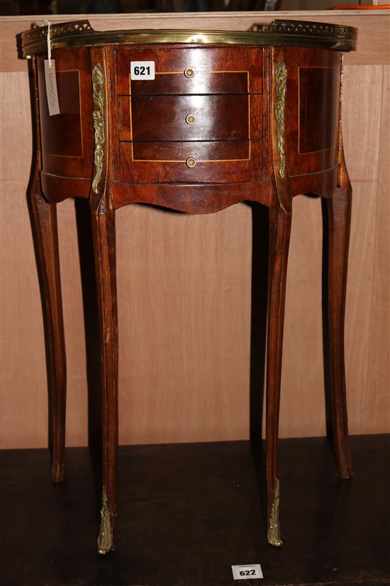 A French demi lune ormolu mounted side table, W.50cm